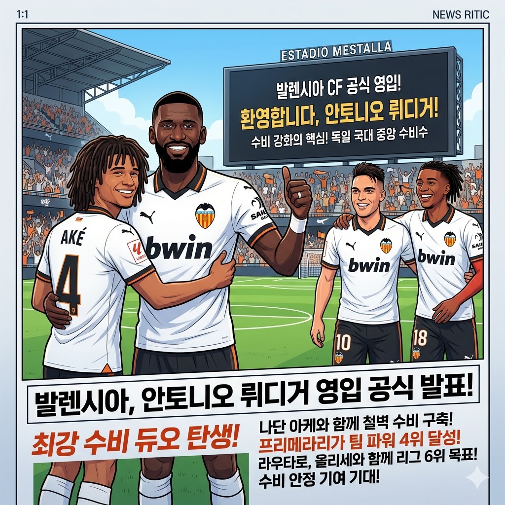 [속보] 발렌시아, 철벽 수비수 뤼디거 영입! 리그 판